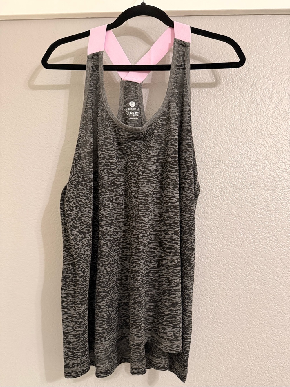 Old Navy Gray Heather Tank with Light Pink Crossback Straps